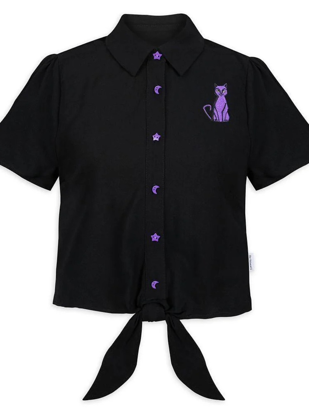 Disney x Her Universe Hocus Pocus Black Tie-Front Shirt Purple Embroidery XL